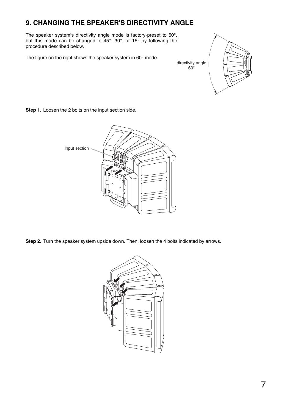 Changing the speaker's directivity angle | Toa HX-5W-WP User Manual | Page 7 / 16
