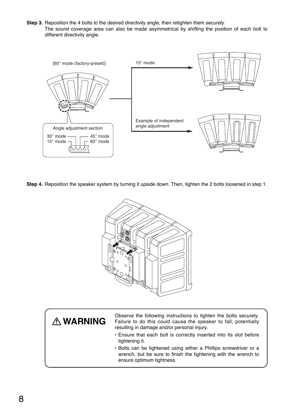 Warning | Toa HX-5W-WP User Manual | Page 8 / 16