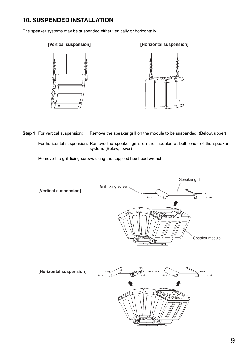 Suspended installation | Toa HX-5W-WP User Manual | Page 9 / 16