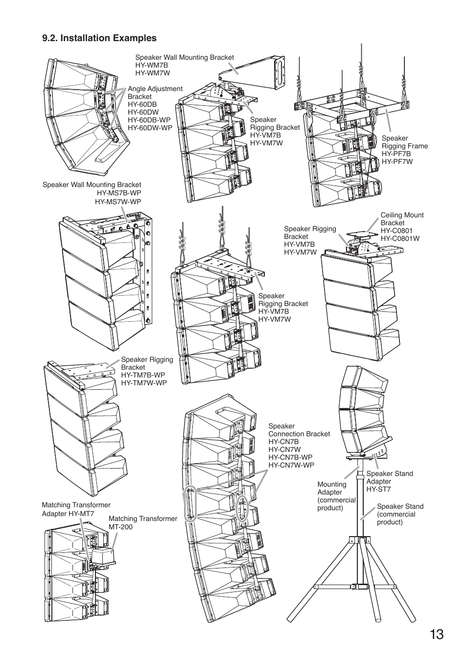 Installation examples | Toa HX-7W-WP User Manual | Page 13 / 20