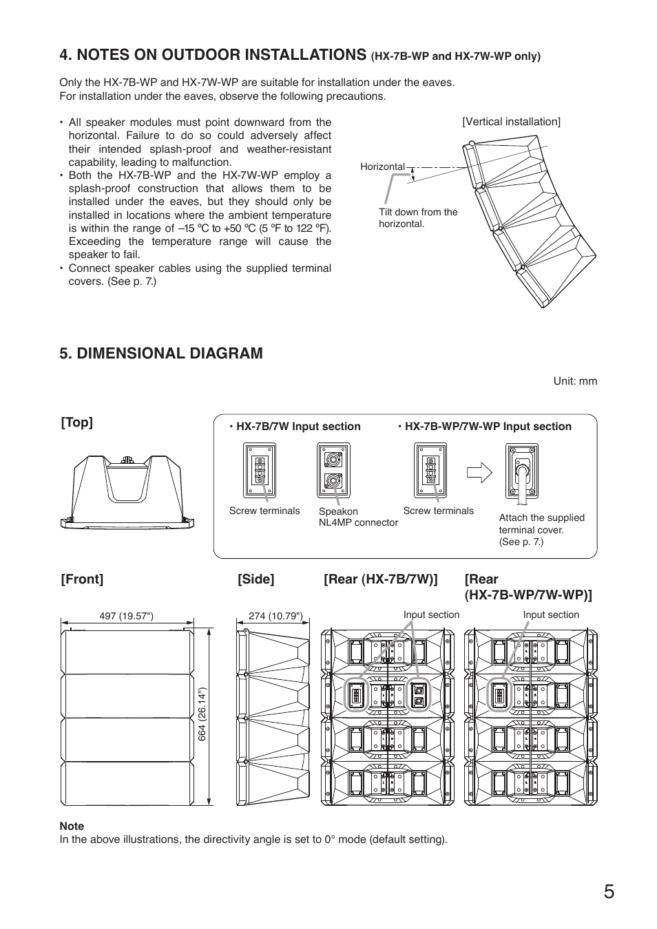 Dimensional diagram | Toa HX-7W-WP User Manual | Page 5 / 20