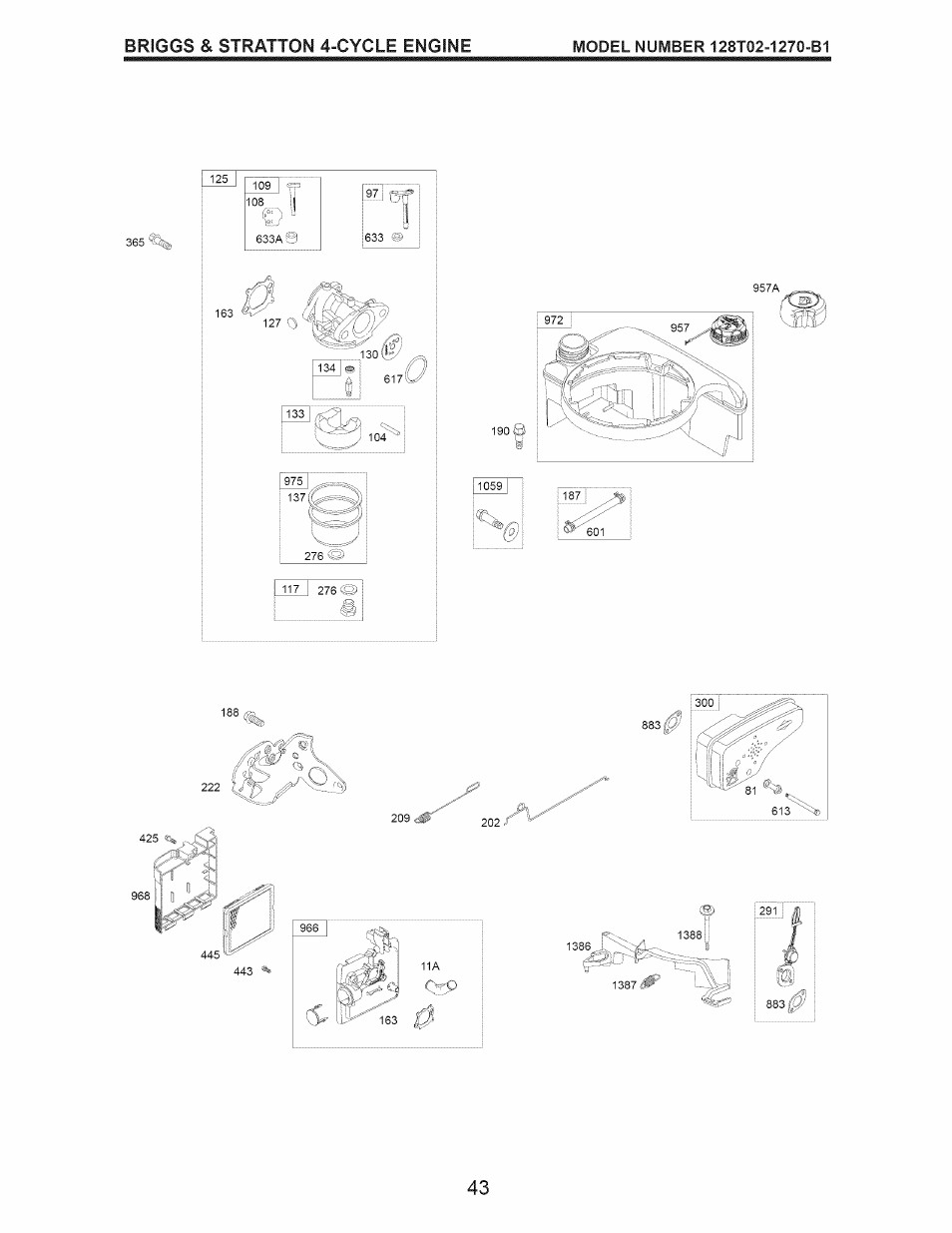 137(c'»;:;3, Briggs & stratton 4-cycle engine, S) iliy | Craftsman 917.374540 User Manual | Page 43 / 48