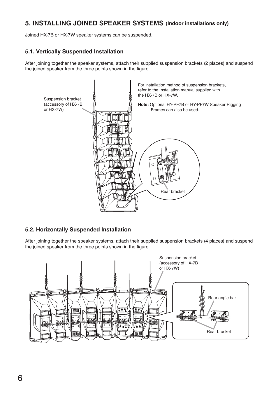 Installing joined speaker systems, Indoor installations only) | Toa HY-CN7W-WP User Manual | Page 6 / 8