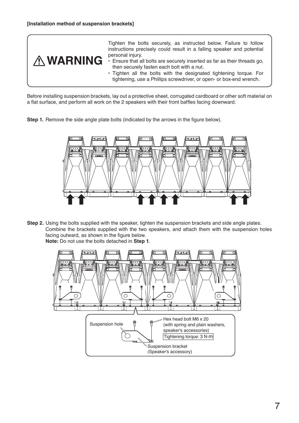 Warning | Toa HY-CN7W-WP User Manual | Page 7 / 8