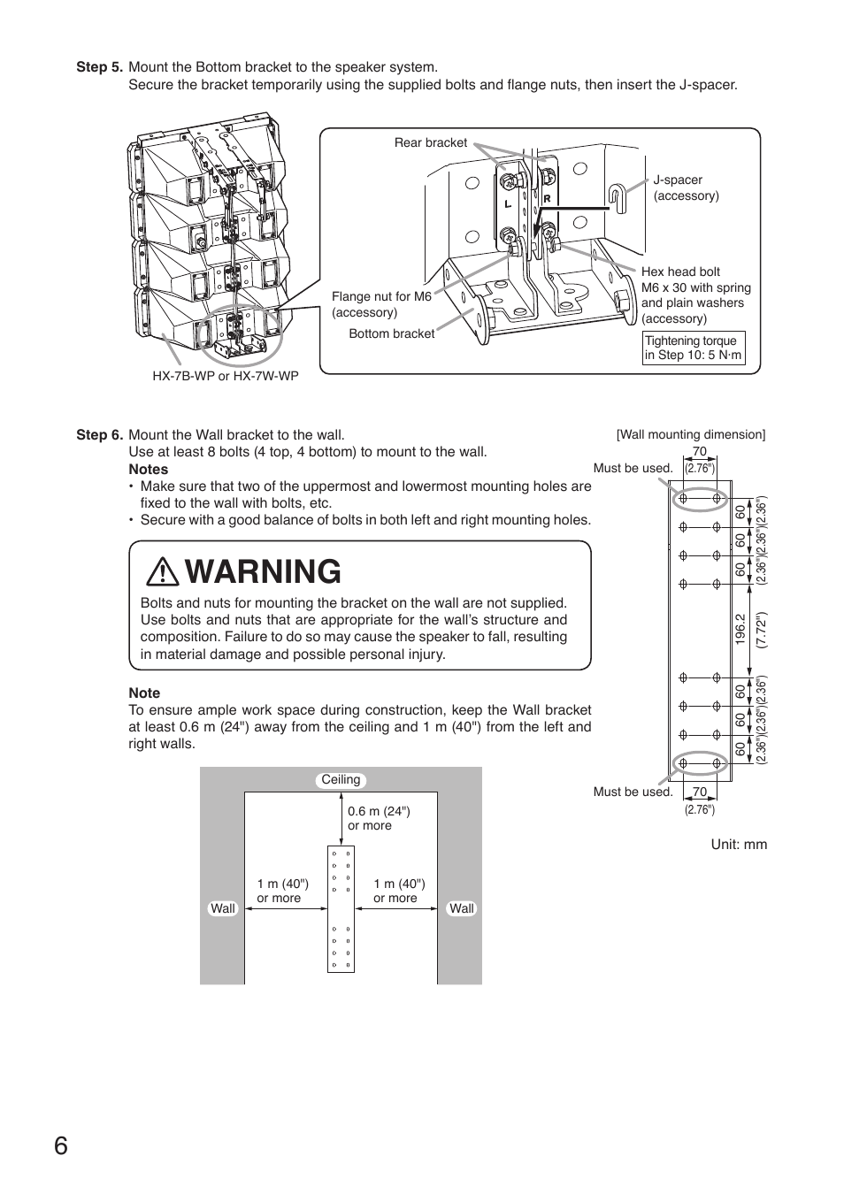 Warning | Toa HY-MS7W-WP User Manual | Page 6 / 8