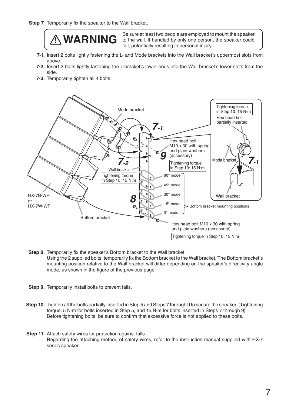 Warning | Toa HY-MS7W-WP User Manual | Page 7 / 8