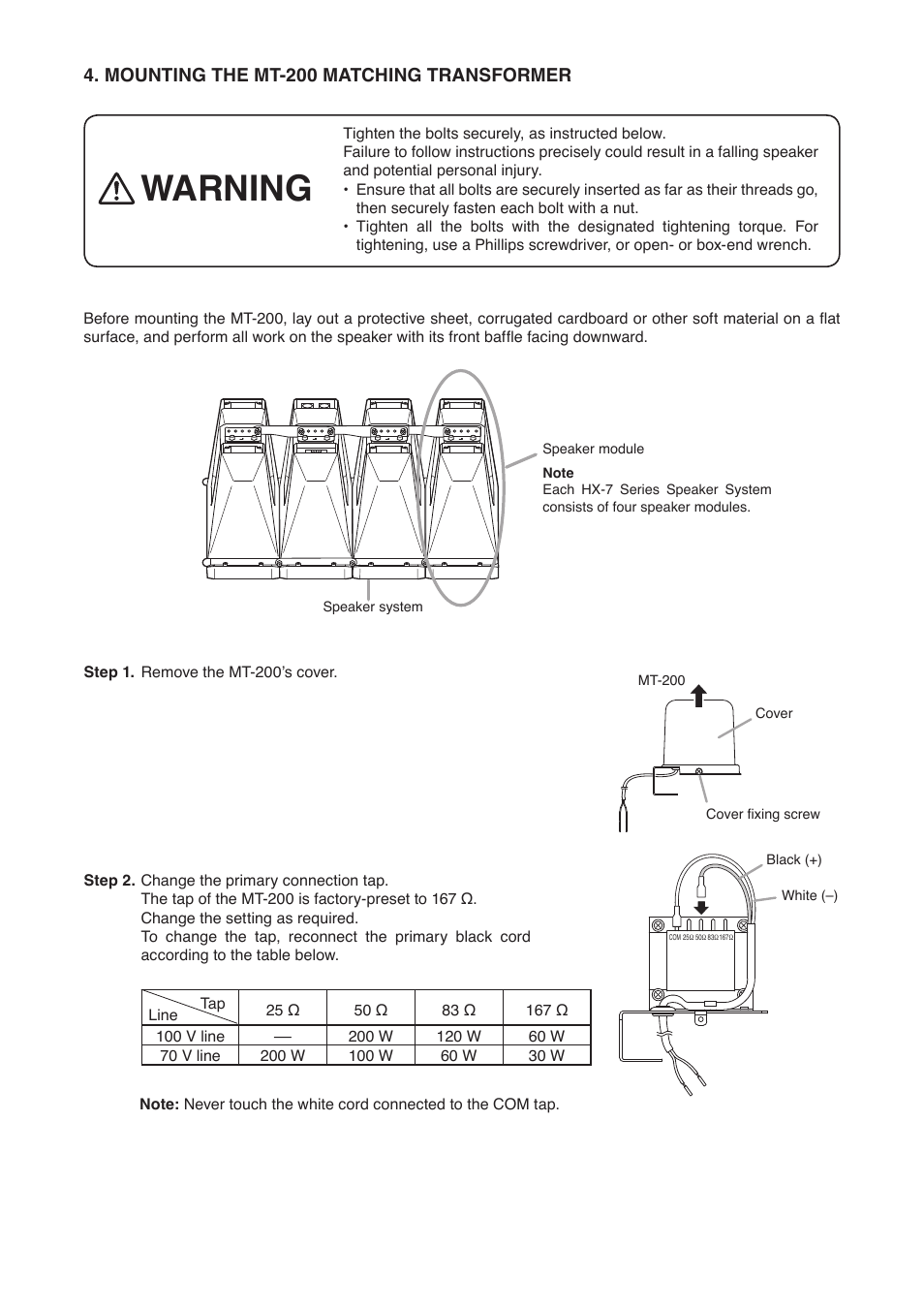 Warning | Toa HY-MT7 User Manual | Page 2 / 4