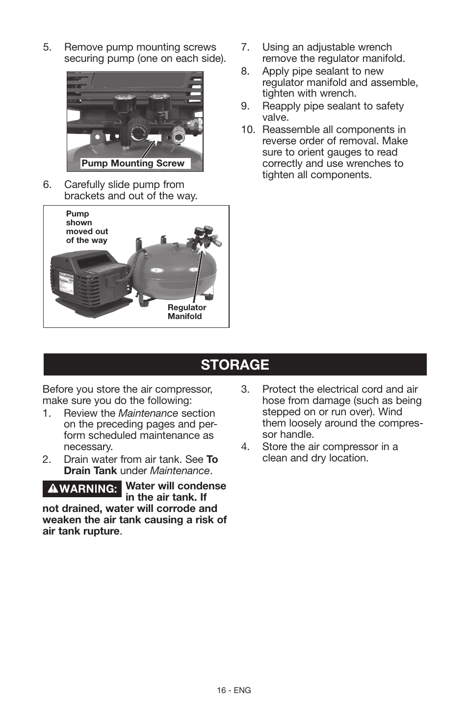 Storage | Craftsman 919.15216 User Manual | Page 16 / 40