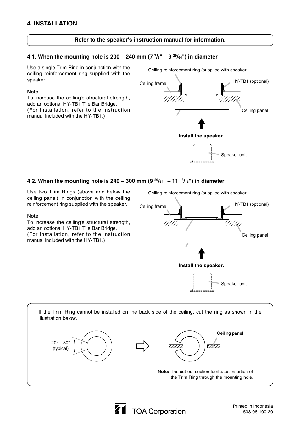 Installation | Toa HY-TR1 User Manual | Page 2 / 2