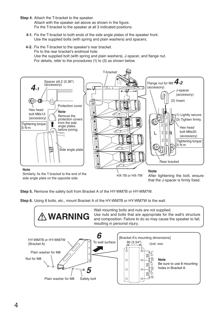 Warning | Toa HY-VM7W User Manual | Page 4 / 12