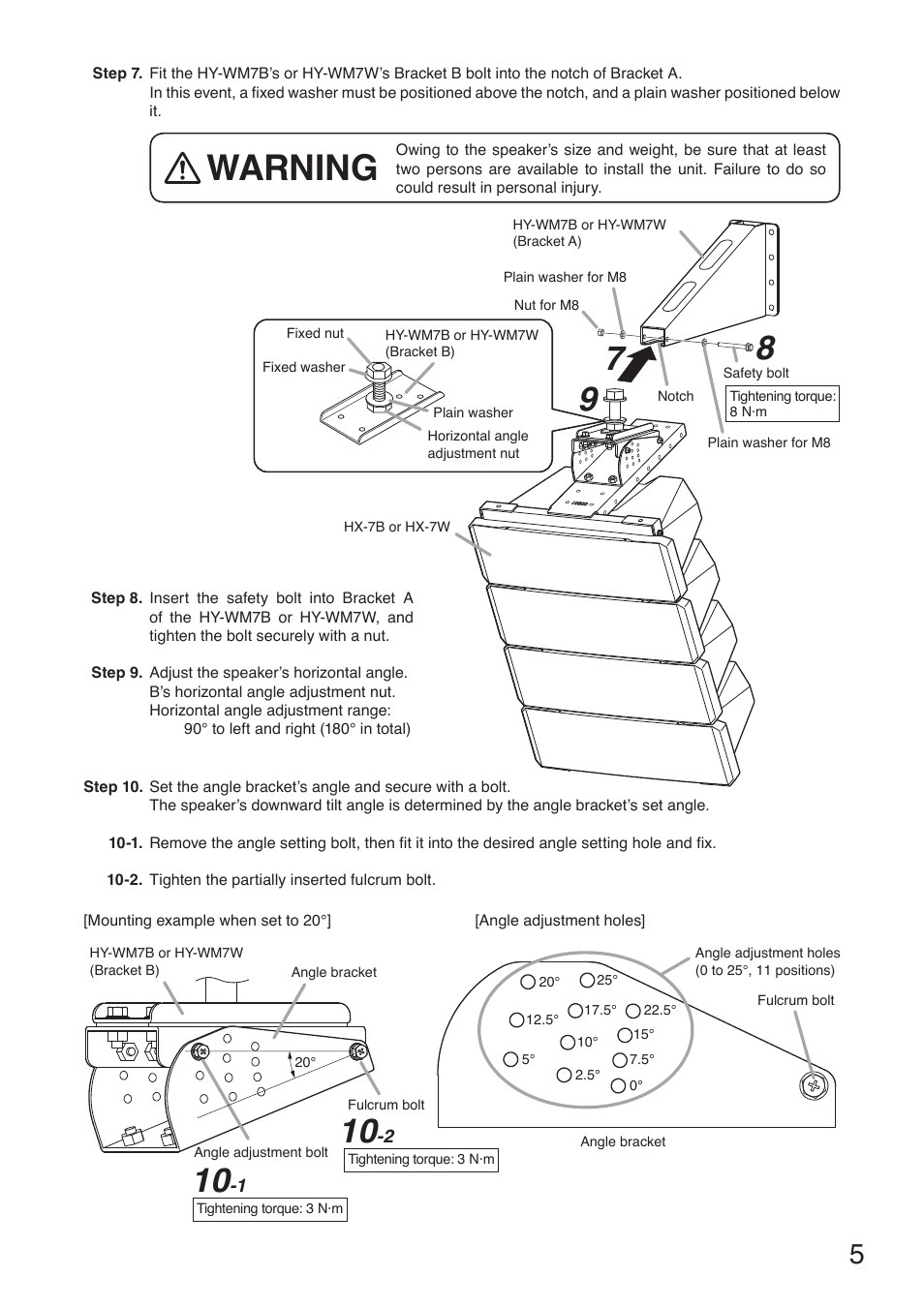 Warning | Toa HY-VM7W User Manual | Page 5 / 12