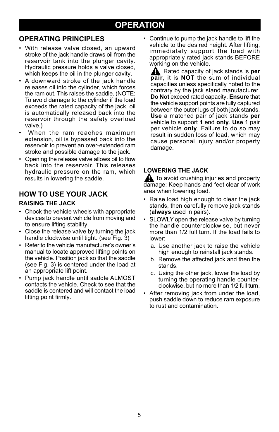 Operation | Craftsman 50136 User Manual | Page 5 / 8