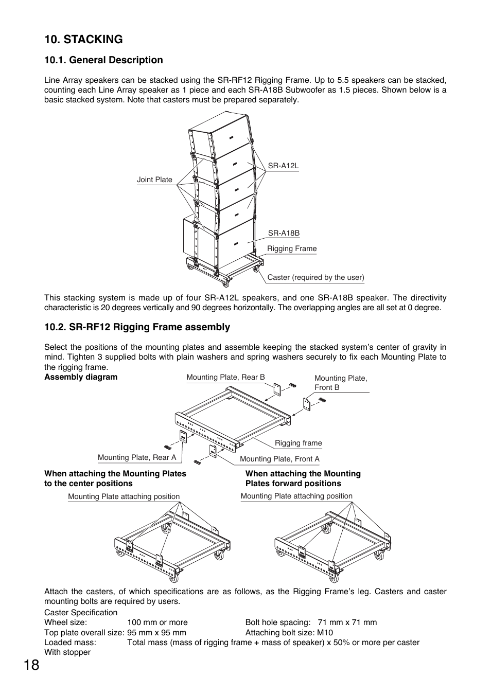 Stacking | Toa SR-TP12 User Manual | Page 18 / 24