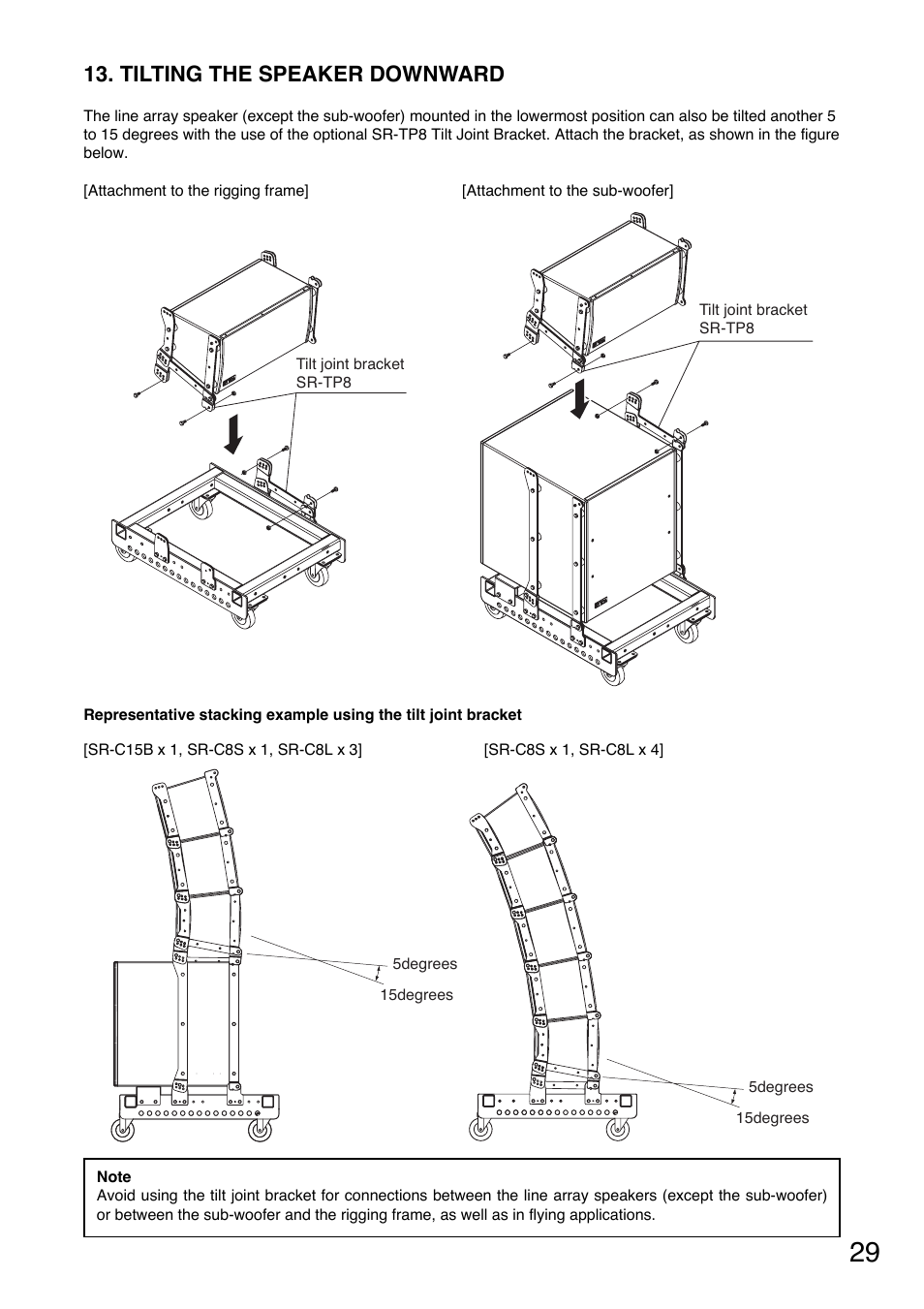 Tilting the speaker downward | Toa SR-CL8 User Manual | Page 29 / 32