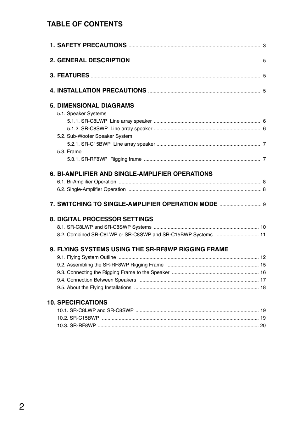 Toa SR-RF8WP User Manual | Page 2 / 20