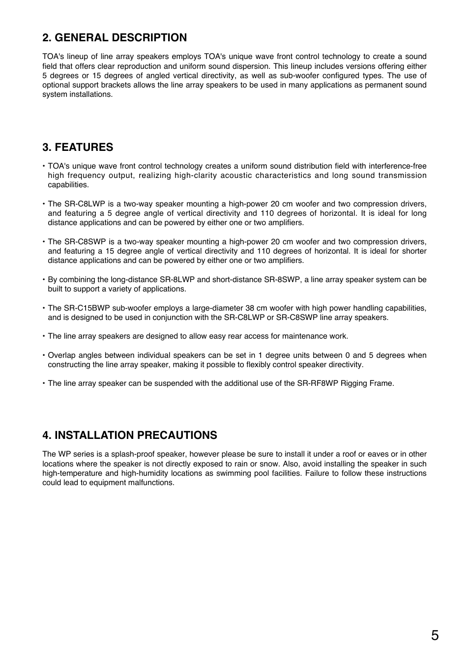 Toa SR-RF8WP User Manual | Page 5 / 20