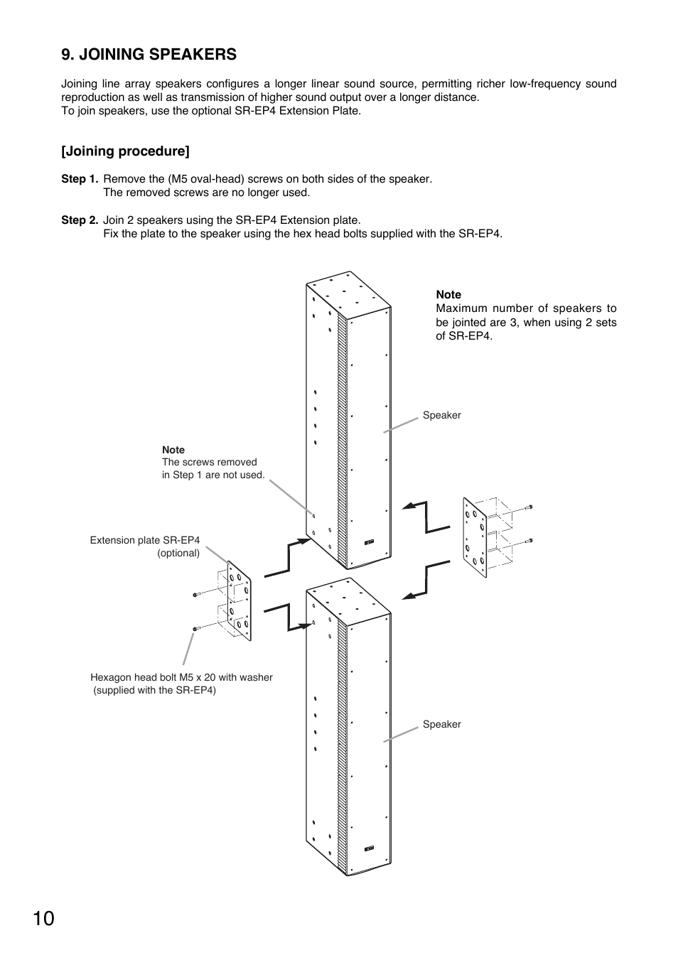 Joining speakers | Toa SR-PP4 User Manual | Page 10 / 16