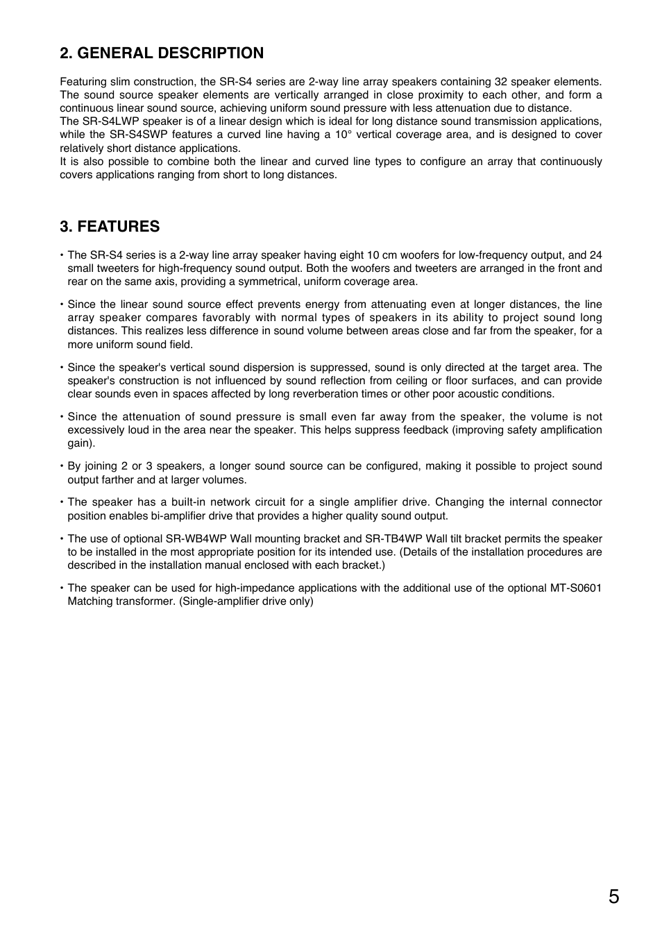 General description, Features | Toa SR-PP4 User Manual | Page 5 / 16
