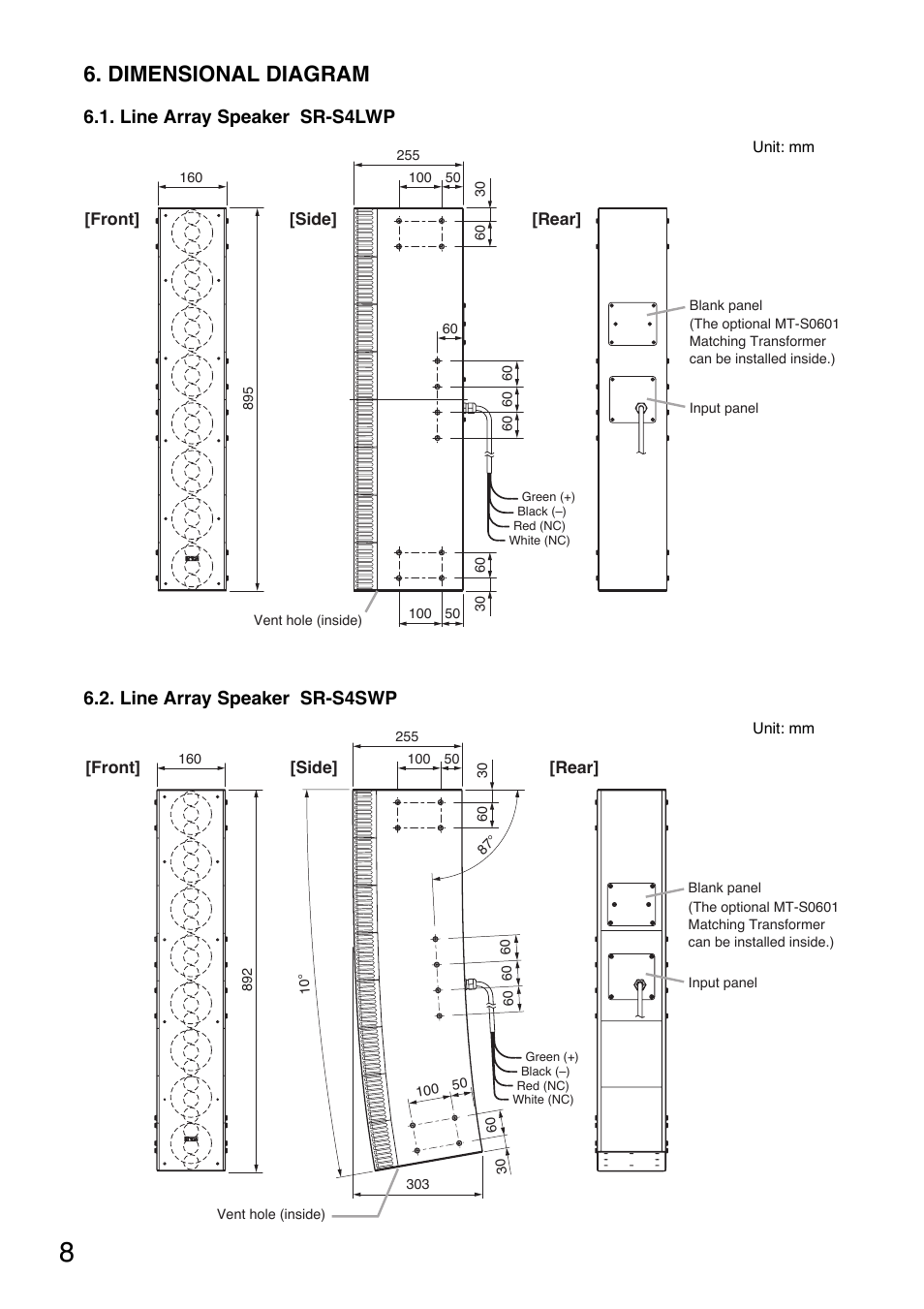 Dimensional diagram | Toa SR-PP4 User Manual | Page 8 / 16