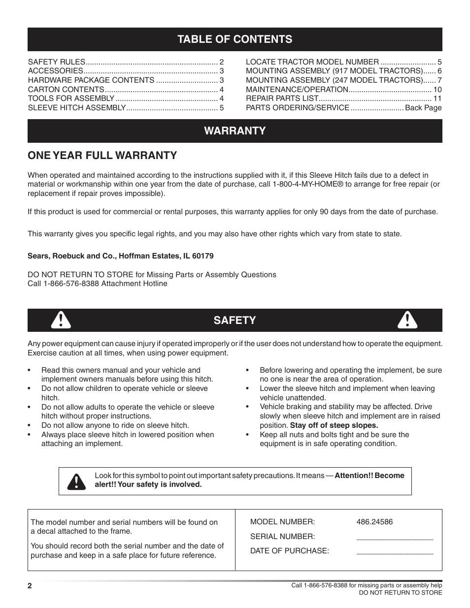 Craftsman 486.24586 User Manual | Page 2 / 12