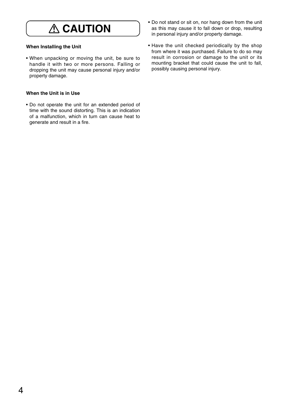 Caution | Toa SR-L1B User Manual | Page 4 / 16