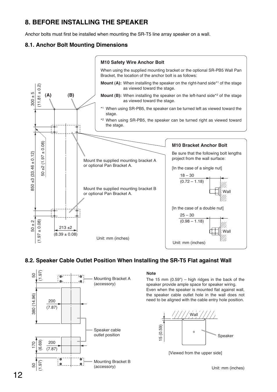 Before installing the speaker | Toa SR-PB5 User Manual | Page 12 / 24