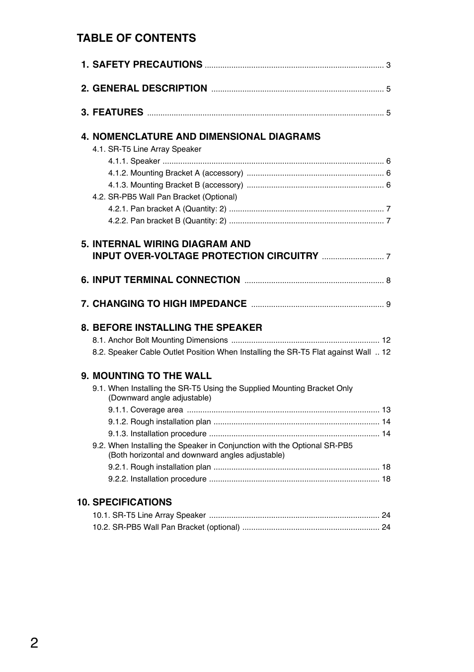 Toa SR-PB5 User Manual | Page 2 / 24