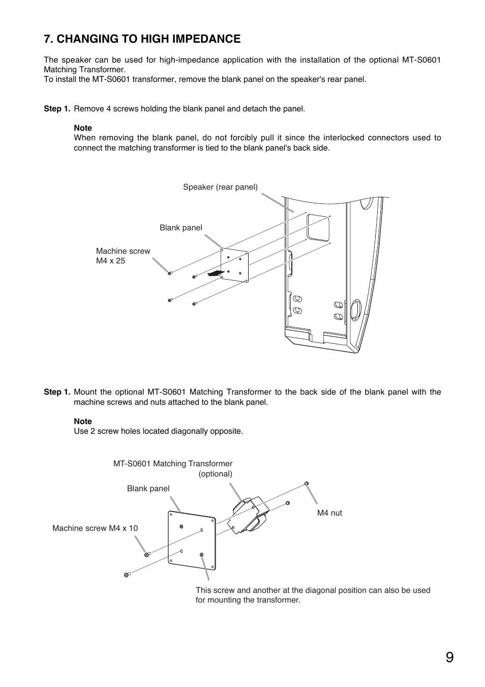 Changing to high impedance | Toa SR-PB5 User Manual | Page 9 / 24