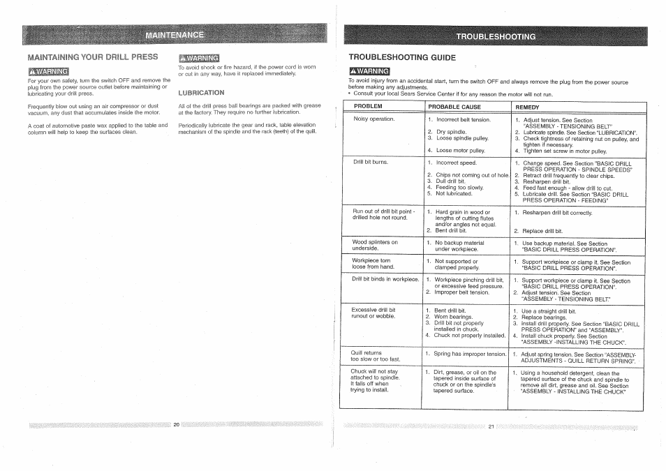 A warning, Fig.e fig.g | Craftsman 137.219100 User Manual | Page 11 / 23