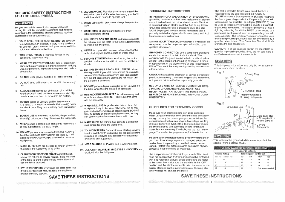 Safety, Instructions, Save these | General safety instructions | Craftsman 137.219100 User Manual | Page 3 / 23