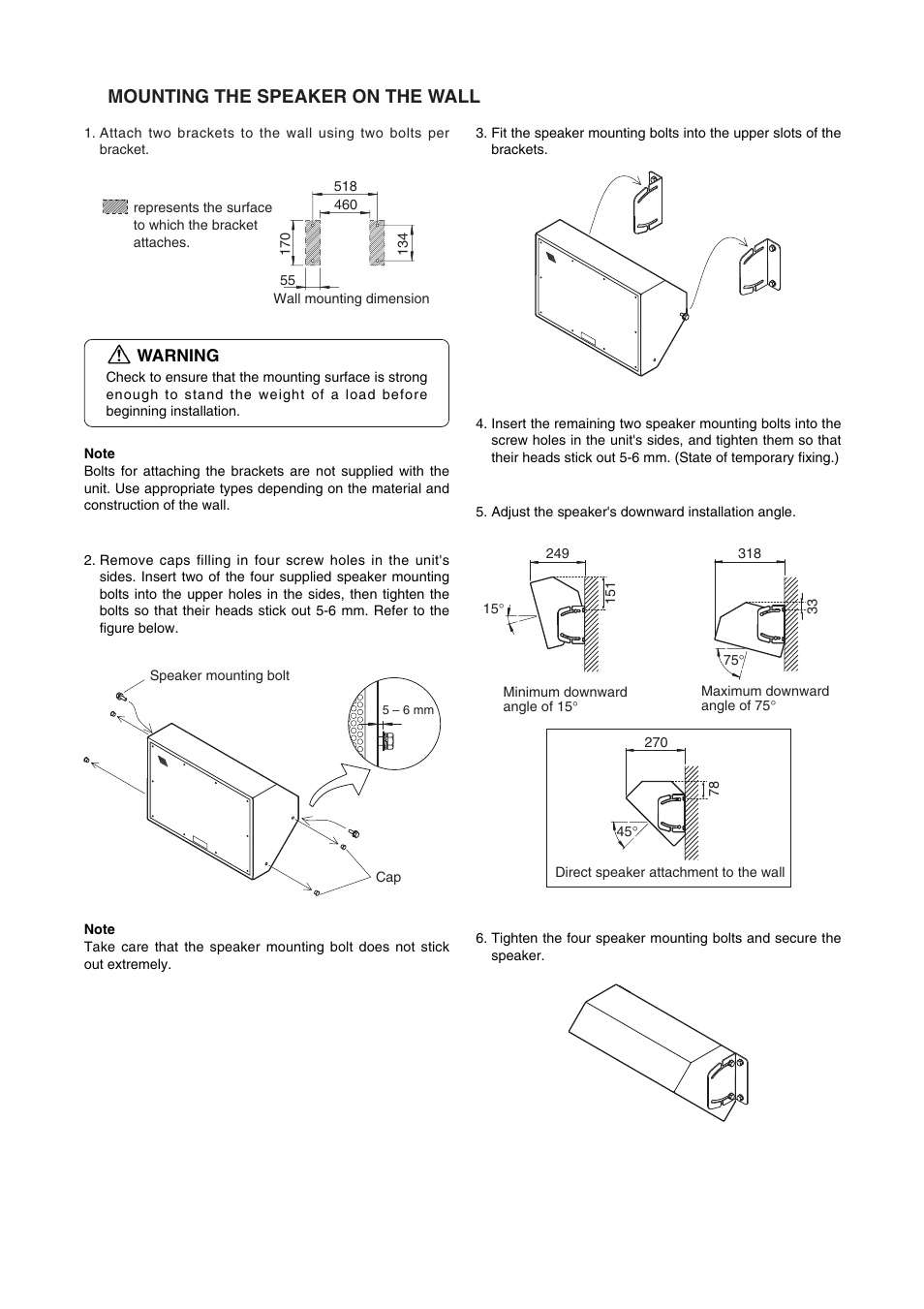 Mounting the speaker on the wall | Toa T-550 User Manual | Page 3 / 4