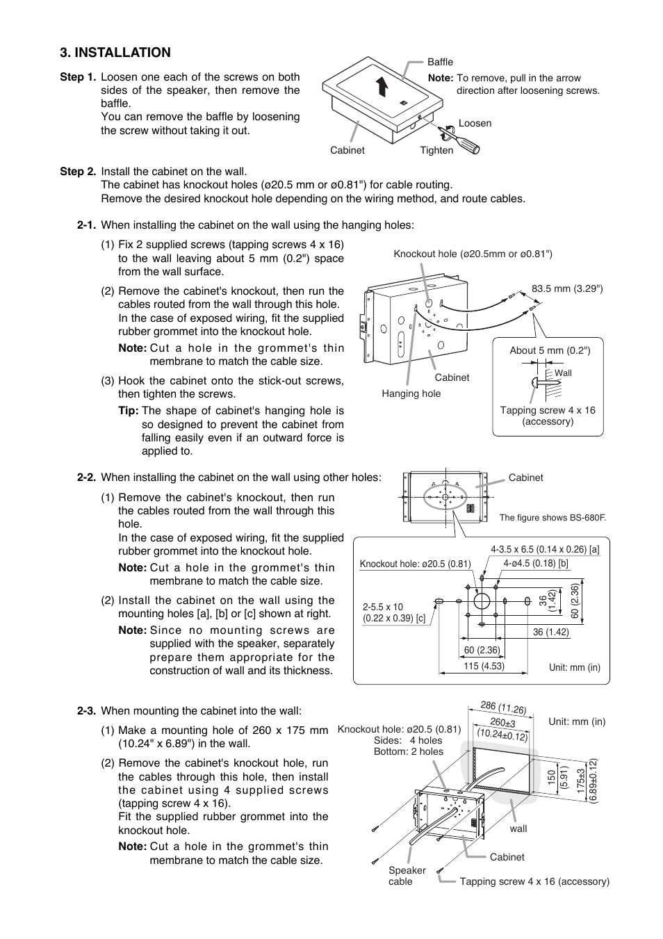 Installation | Toa BS-680FC User Manual | Page 2 / 4