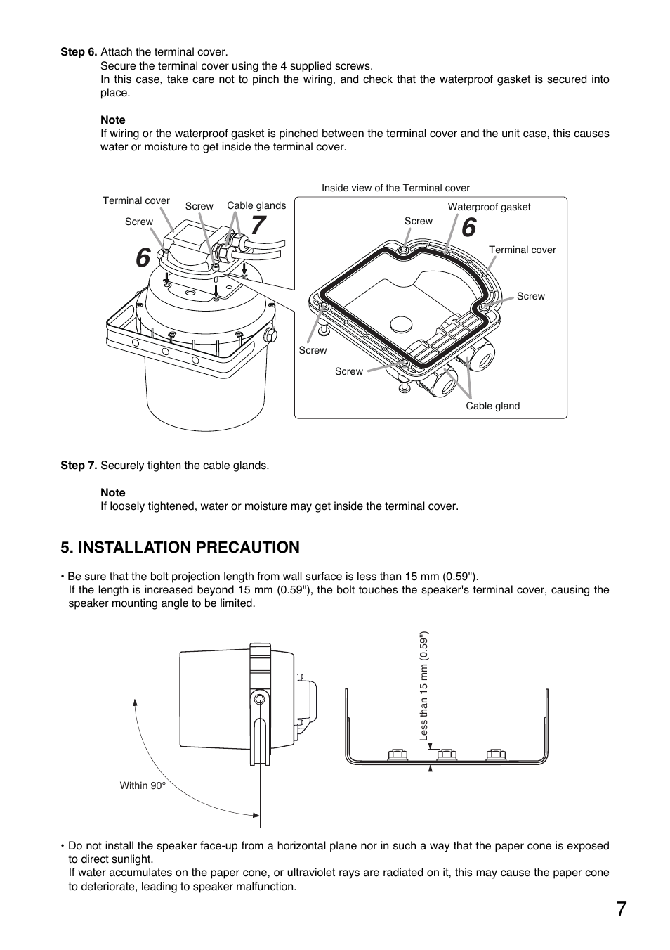 Installation precaution | Toa CS-64BS User Manual | Page 7 / 12