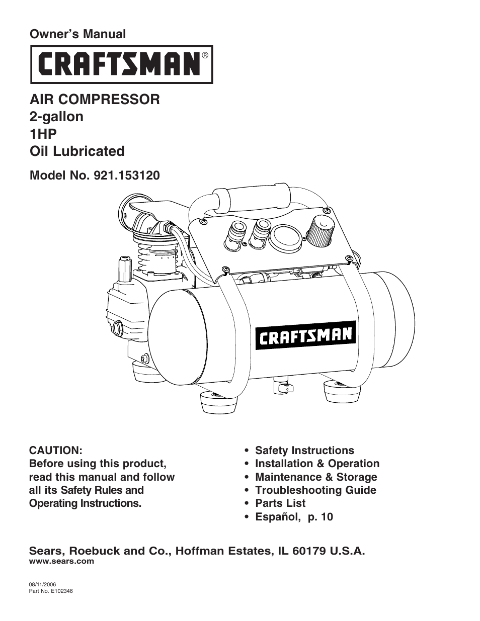 Craftsman 921.153120 User Manual | 10 pages