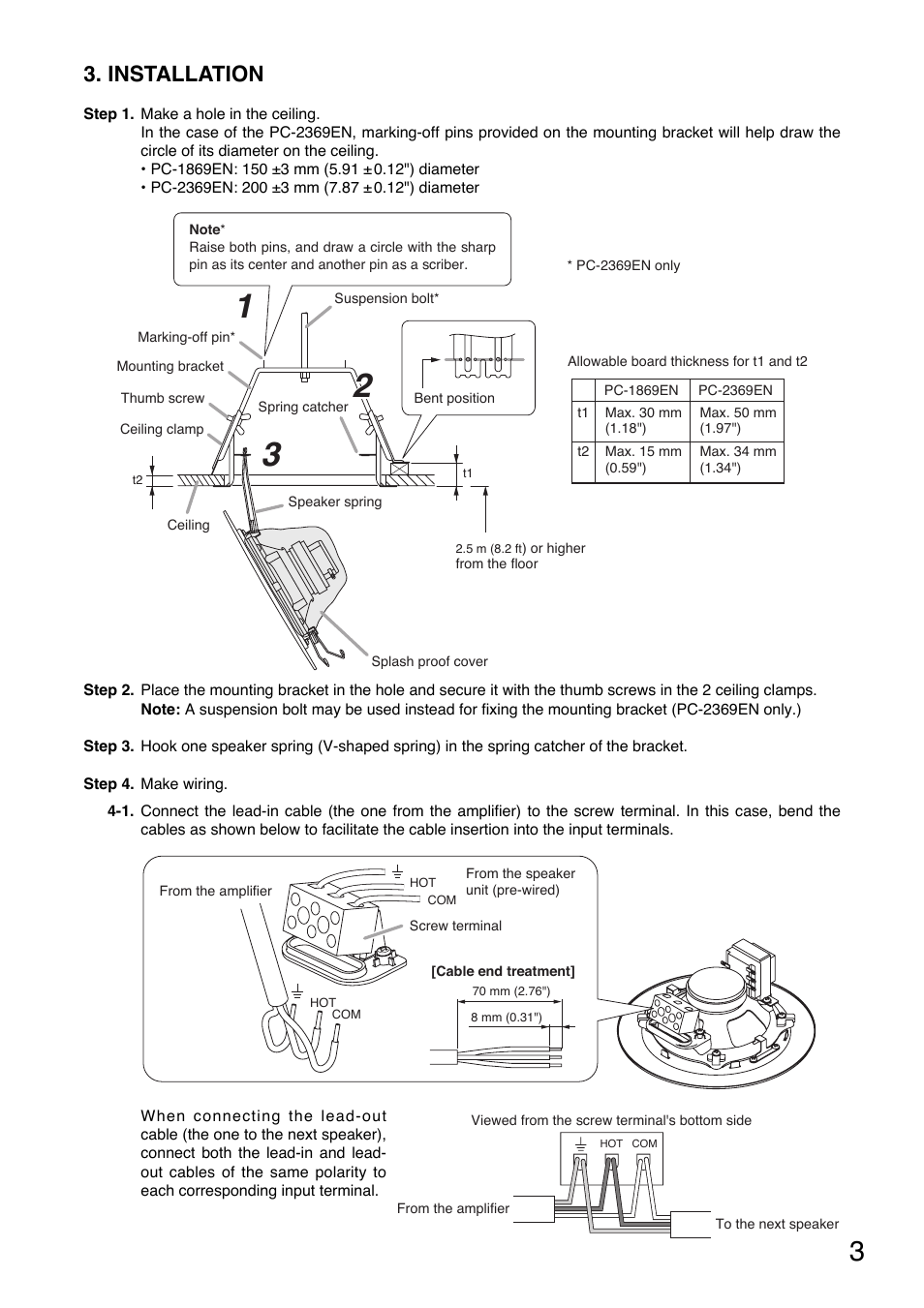 Installation | Toa PC-2369EN User Manual | Page 3 / 8