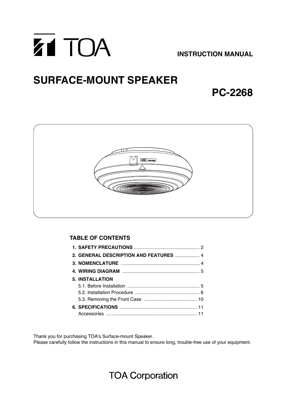 Toa PC-2268 User Manual | 12 pages