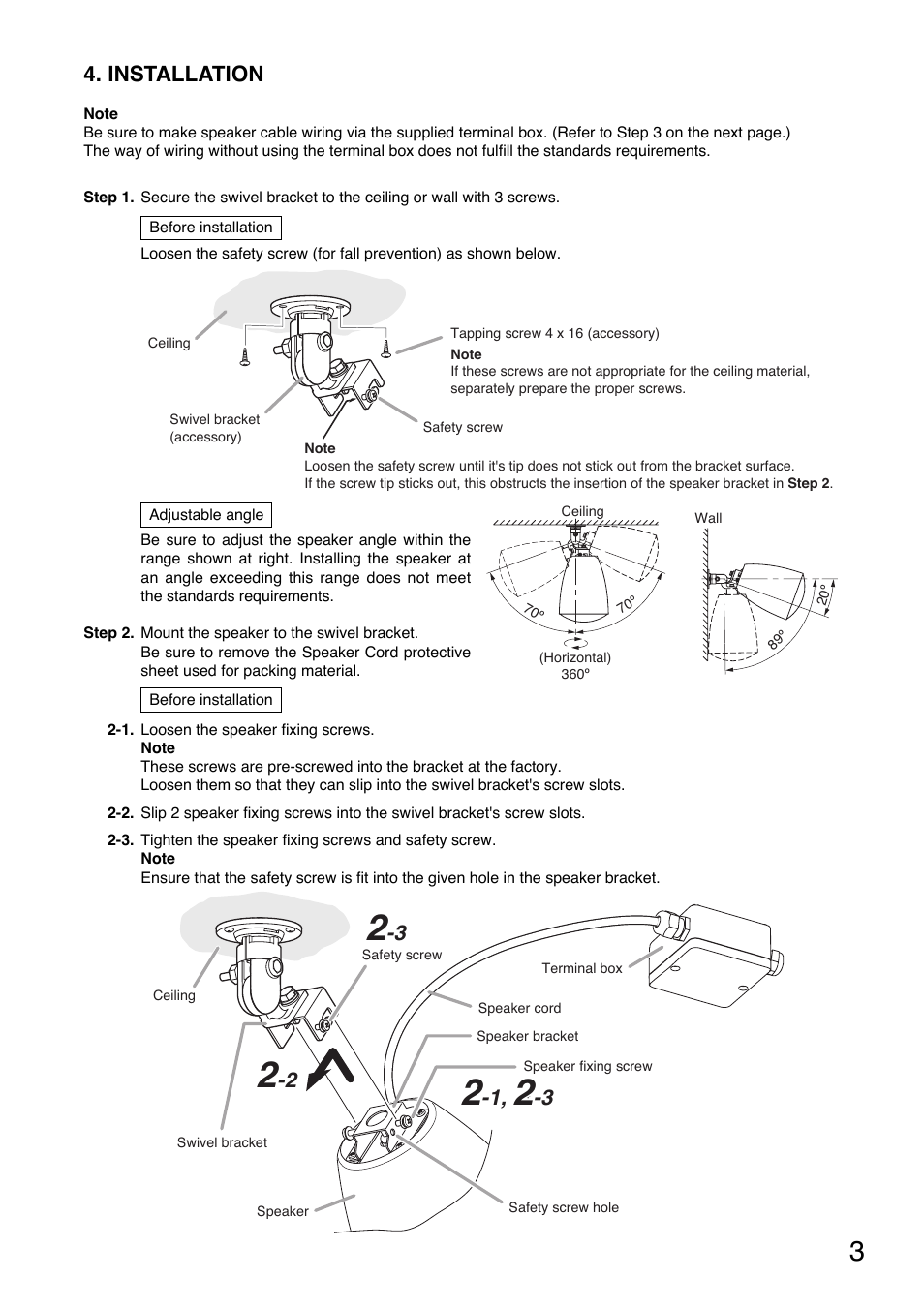 Installation | Toa PJ-154BS User Manual | Page 3 / 8