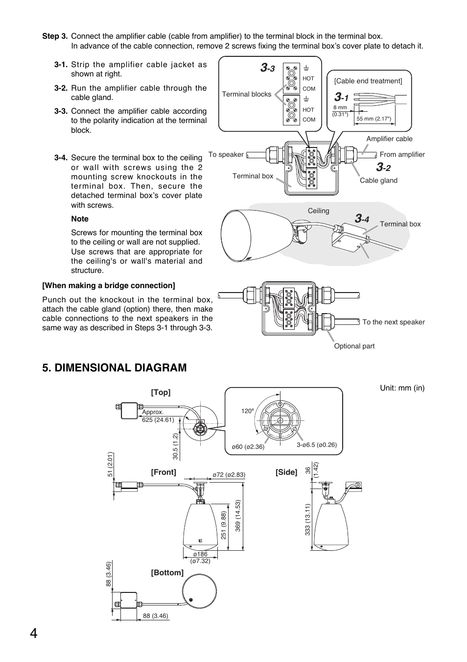 Dimensional diagram | Toa PJ-154BS User Manual | Page 4 / 8