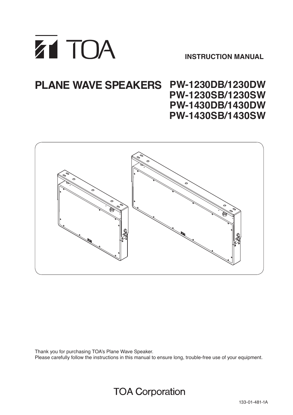 Toa PW-1430SW User Manual | 12 pages