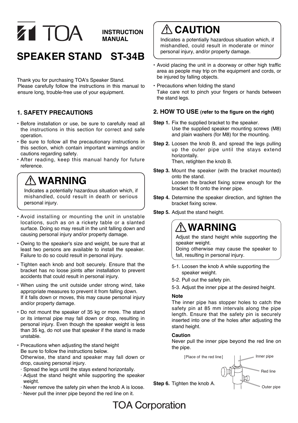Toa ST-34B User Manual | 2 pages