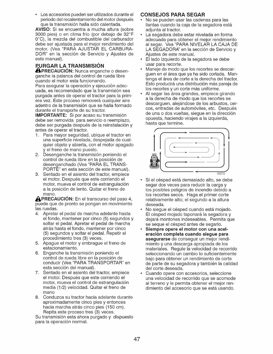 Consejos para segar | Craftsman 917.28928 User Manual | Page 47 / 64