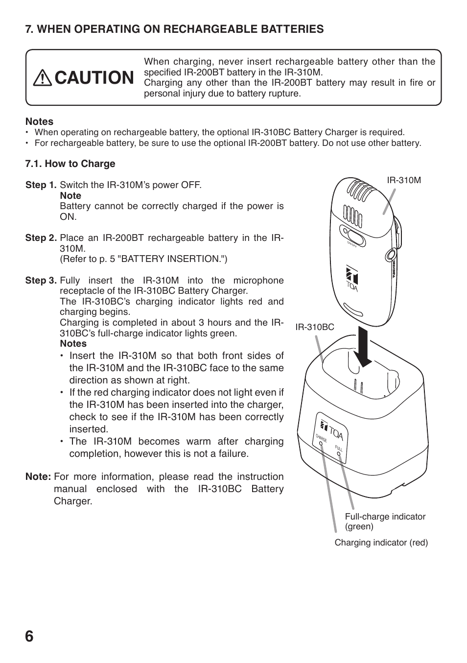 Caution | Toa IR-310M User Manual | Page 6 / 12
