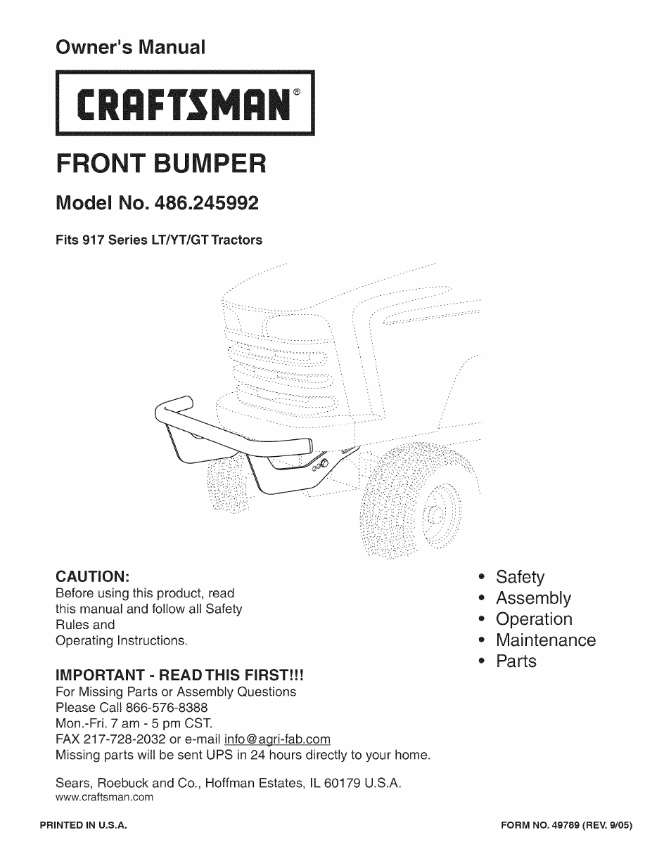 Craftsman 486.245992 User Manual | 8 pages