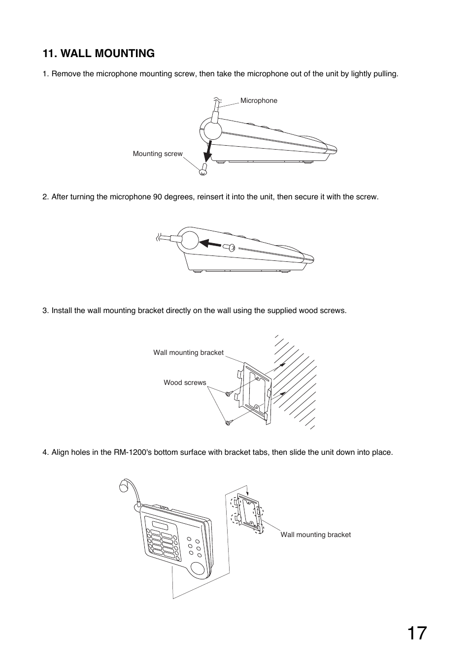 Wall mounting | Toa RM-1200 User Manual | Page 17 / 20