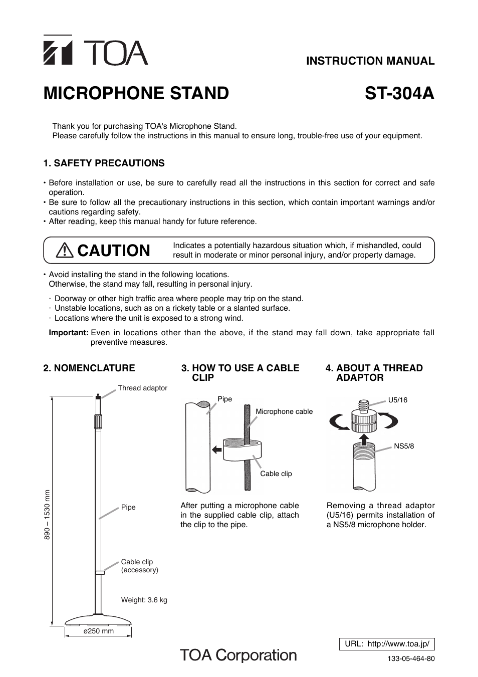 Toa ST-304A User Manual | 1 page