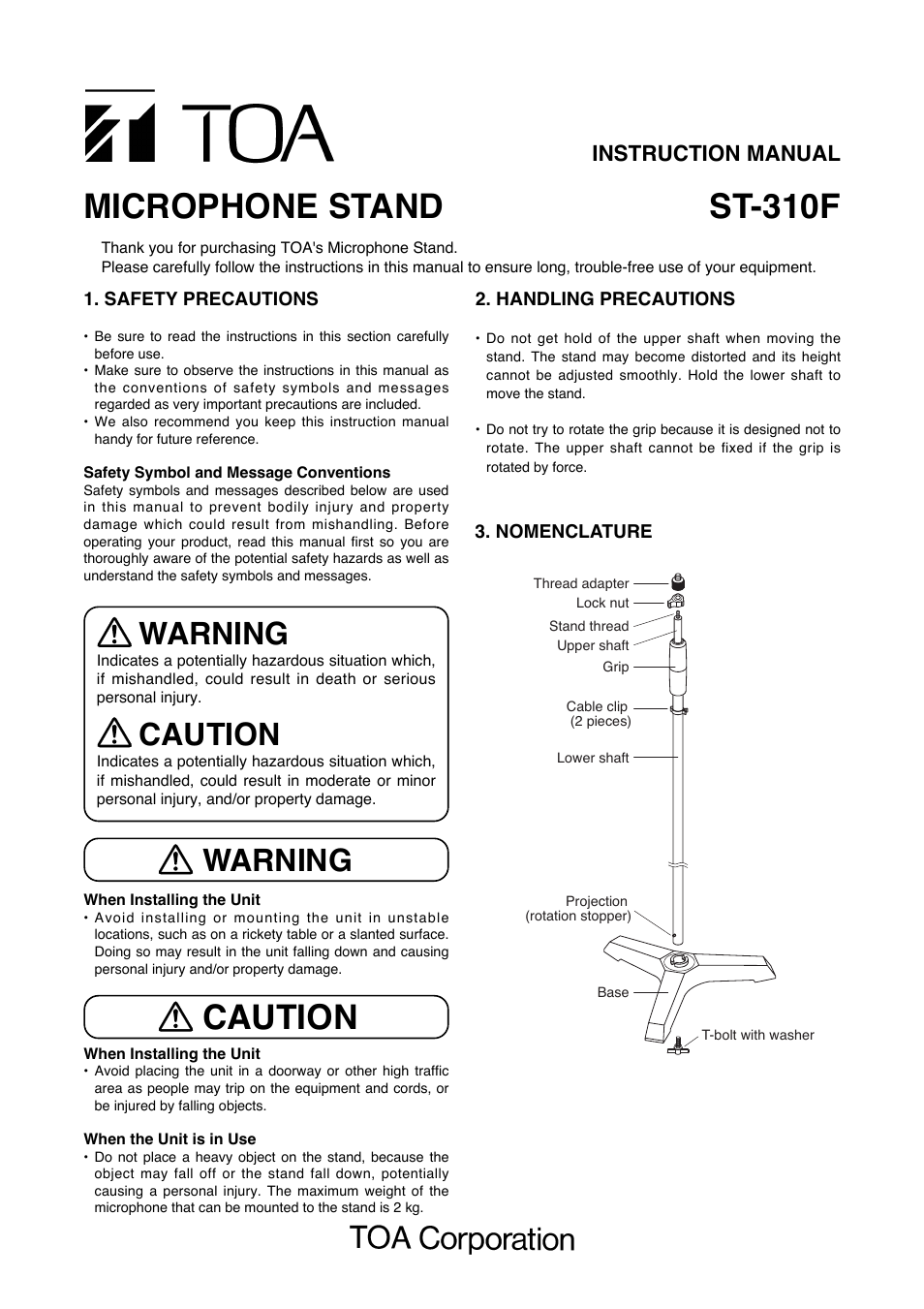 Toa ST-310F User Manual | 2 pages