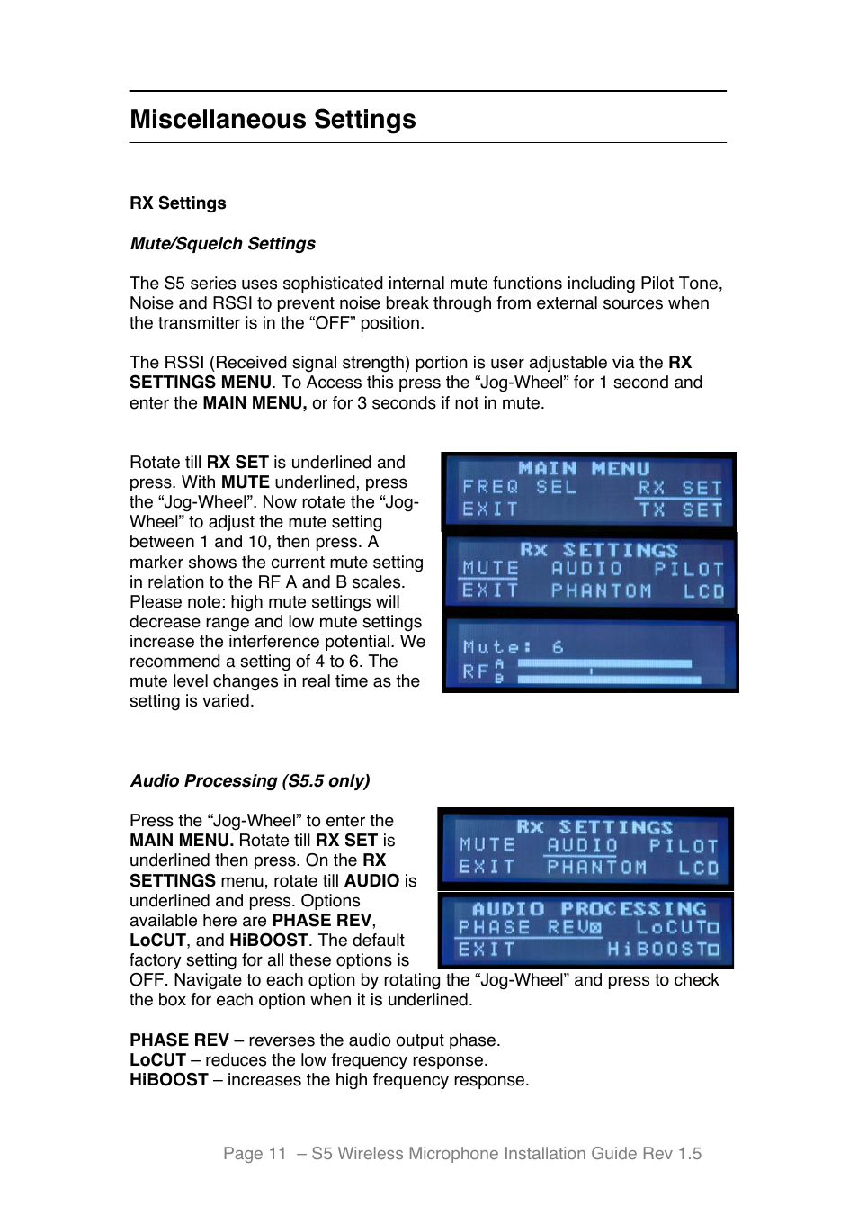 Miscellaneous settings | Toa S5 Series Installation User Manual | Page 12 / 28