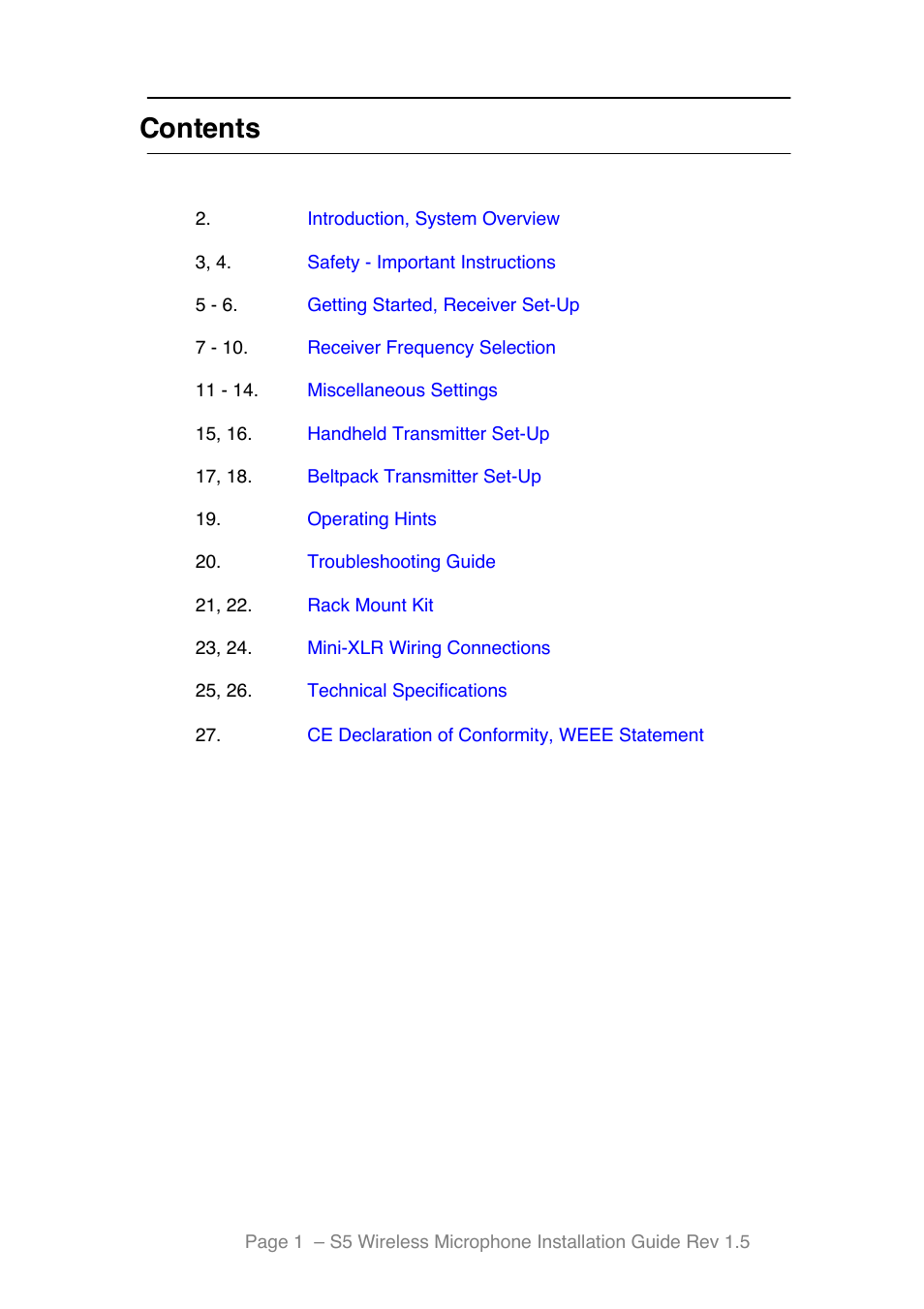 Toa S5 Series Installation User Manual | Page 2 / 28