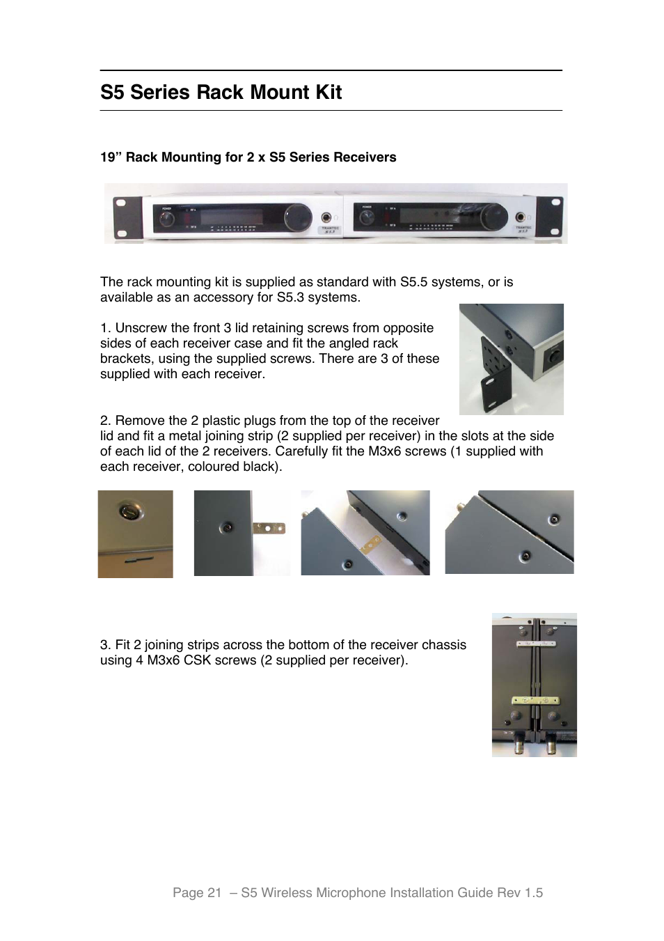 Rack mount kit, S5 series rack mount kit | Toa S5 Series Installation User Manual | Page 22 / 28