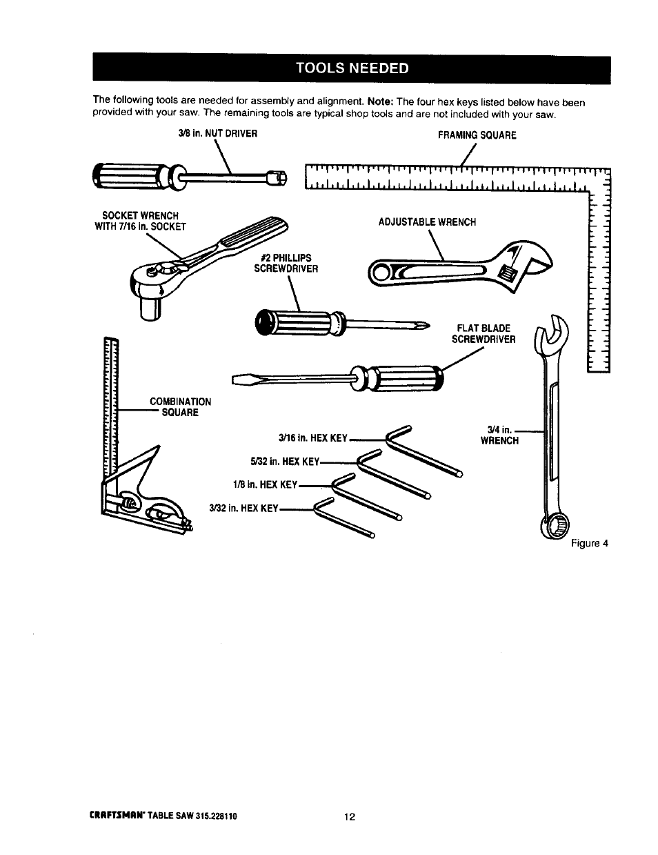 Tools needed | Craftsman 315.228110 User Manual | Page 12 / 54